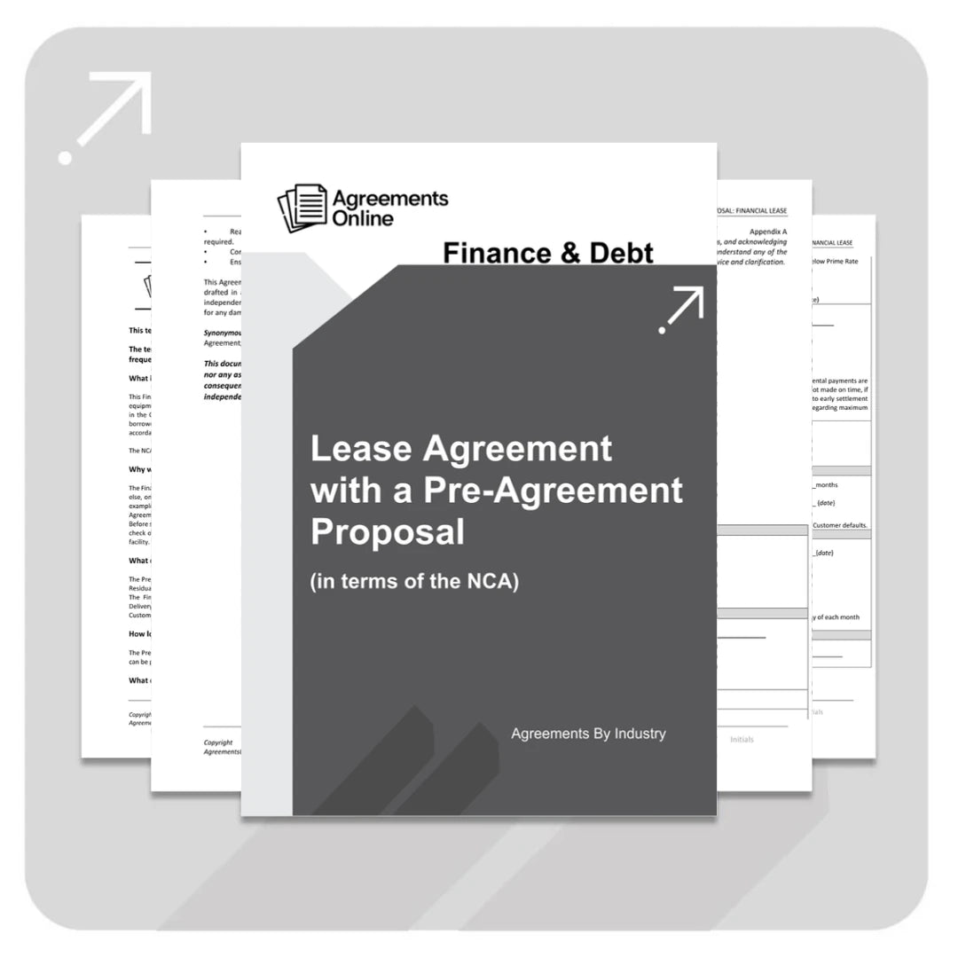 Finance Agreement Template - Financial Lease - South Africa