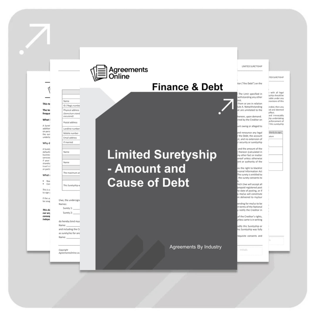 Limited Surety Template - By Amount and Cause of Debt - South Africa