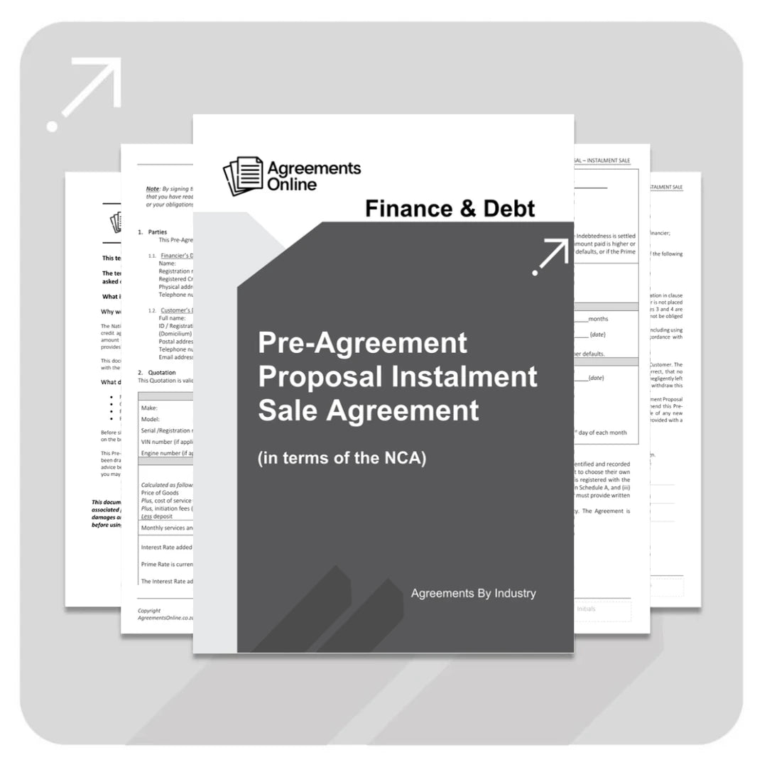 Pre Agreement Quotation - Installment Sale Agreement - South Africa