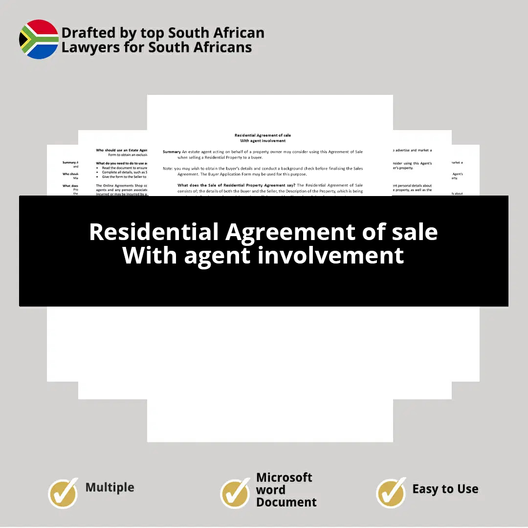 residential agreement of sale with estate agent involvement