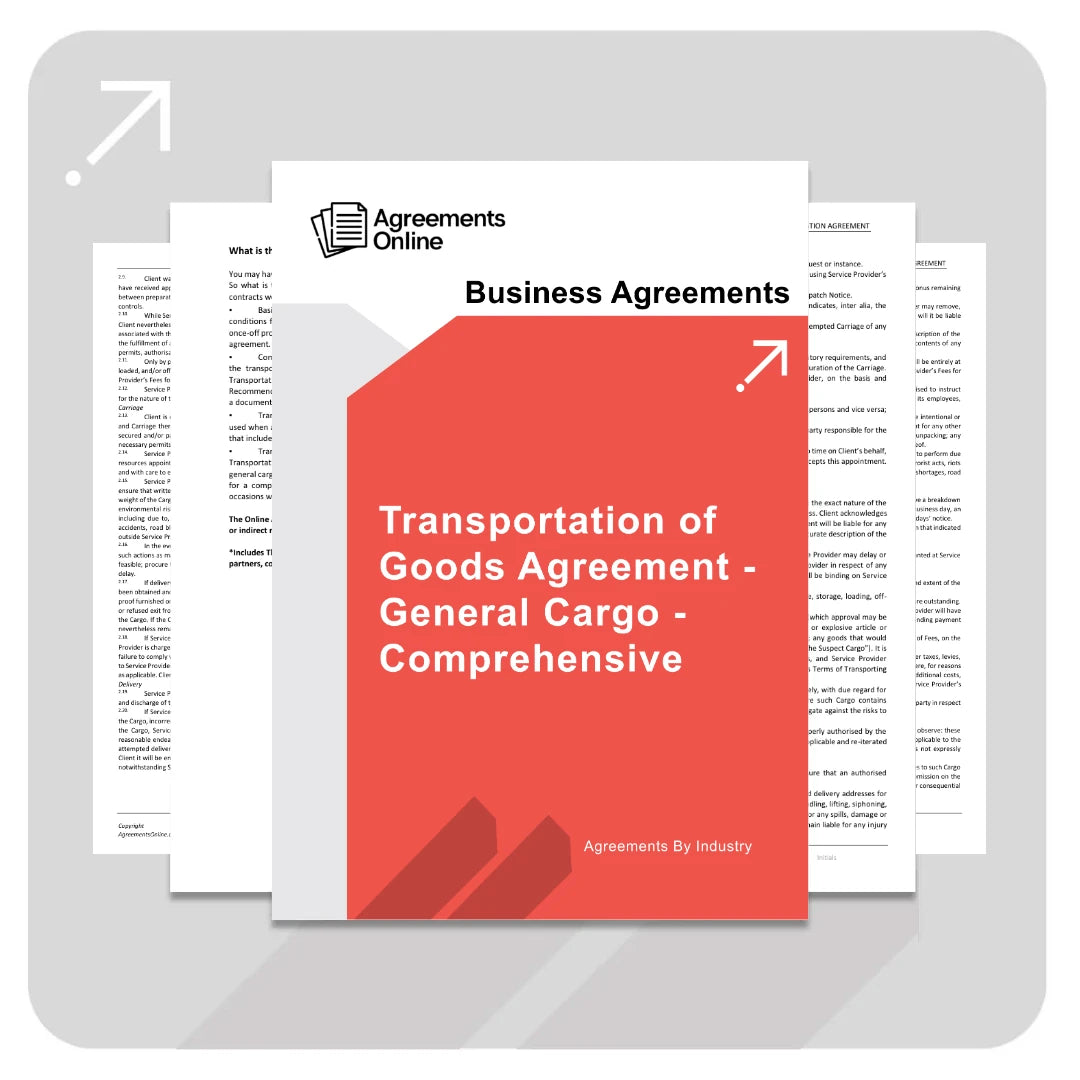 Transportation of Goods Agreement Template – General Cargo - Comprehensive - South Africa